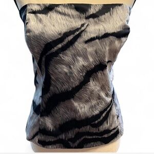 White House black market black and silver zebra print corset tube top